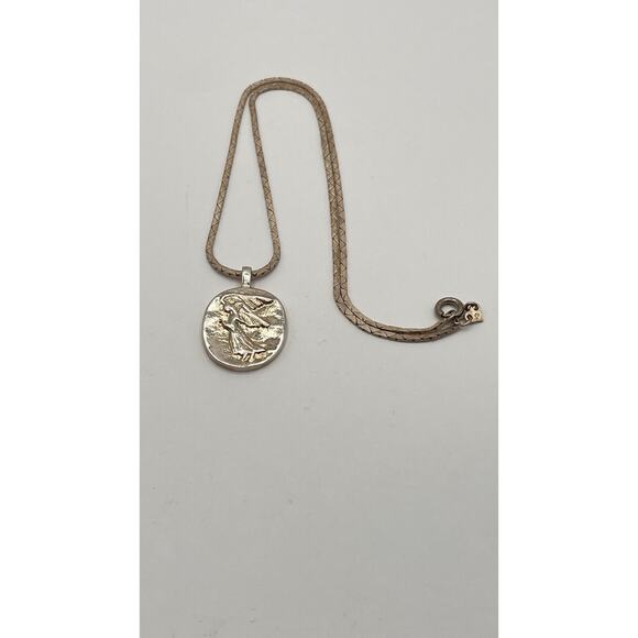 925 Silver Vintage Designer V+K Vilmain Klinger Angel Amulet Pendant Italy Chain